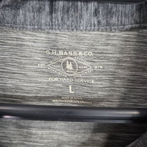 Mens G.H. Bass & Co. Heather Gray Polo Shirt Short Sleeve Polyester Stretch L - Picture 3 of 8